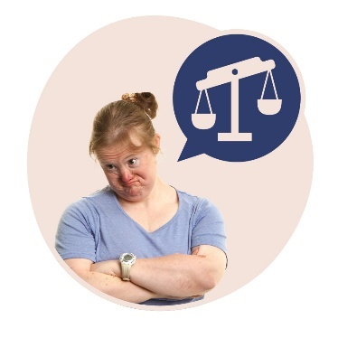 A person with their arms crossed looking upset. Above them is a speech bubble that shows an unbalanced scale.
