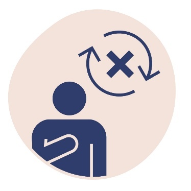 A person pointing to themself. Above them is a change icon with a cross.