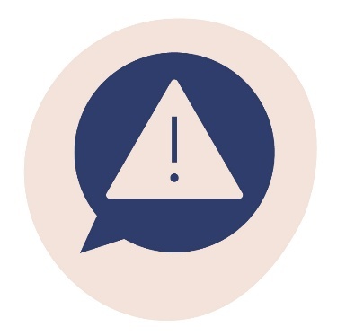 A speech bubble with a problem icon in it.