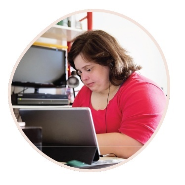 A person with disability using a laptop.