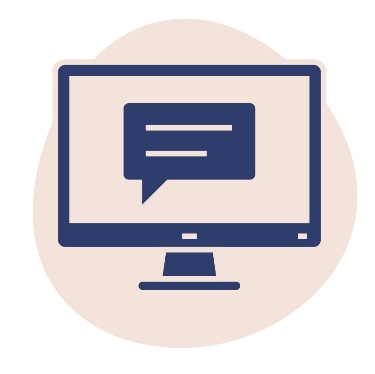 A computer screen showing a chat bubble.