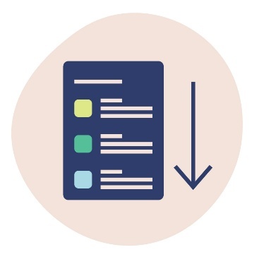 A document with an arrow pointing down.