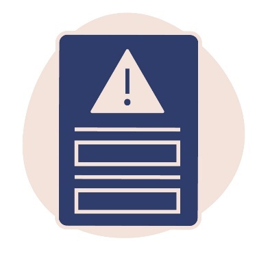 A document with a problem icon on it and spaces to fill in information.