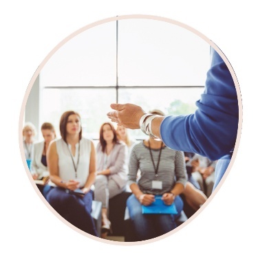 A person teaching a class.