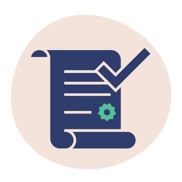 A law document with a tick on it.